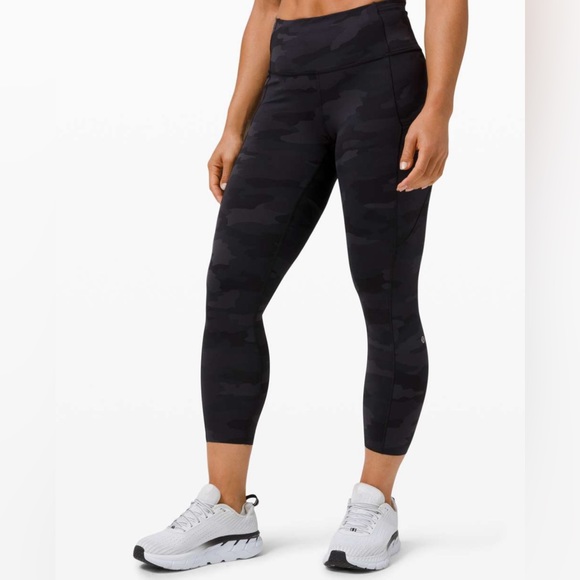 lululemon NWT Fast and Free HR Crop 23" Sz 20 Heritage 365 Camo Deep Coal Multi - Picture 3 of 7